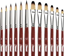 12 Pcs Acrylic Paint Brushes Set,Round Pointed Tip Filbert Brush  6 round Point