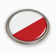 BestLicensePlateFrames Flag of Poland | 3D Domed CAR Emblem Badge Sticker Round