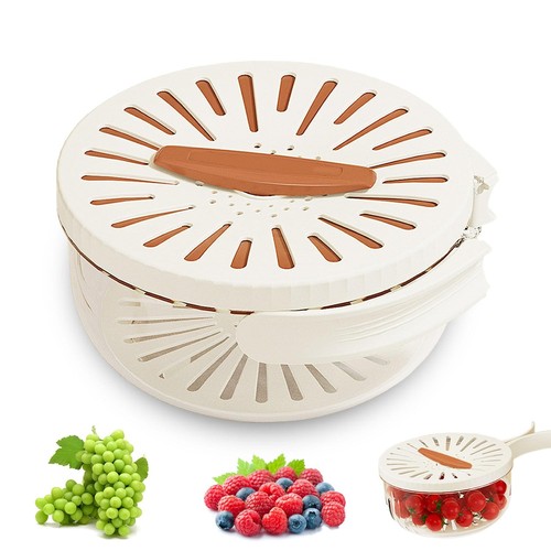 Multifunctional Fruit and Vegetable Washing Bowl with Lid 2 in 1 Drainer and ...