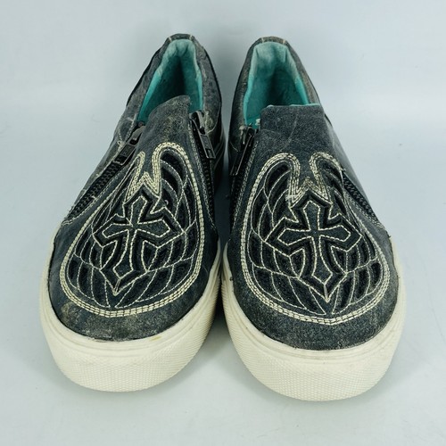CORRAL Women's Gray Wings & Cross Sequin Inlay Embroidery Sneakers E1552 Size 7 - Picture 2 of 8
