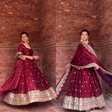 Wedding Special Maroon Silk Salwar Kameez With Dupatta For Women