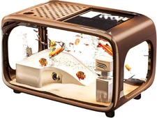 Mini Landscape Aquarium, 6-Gal Acrylic Fish Tank with Feeding Hole & Landscape