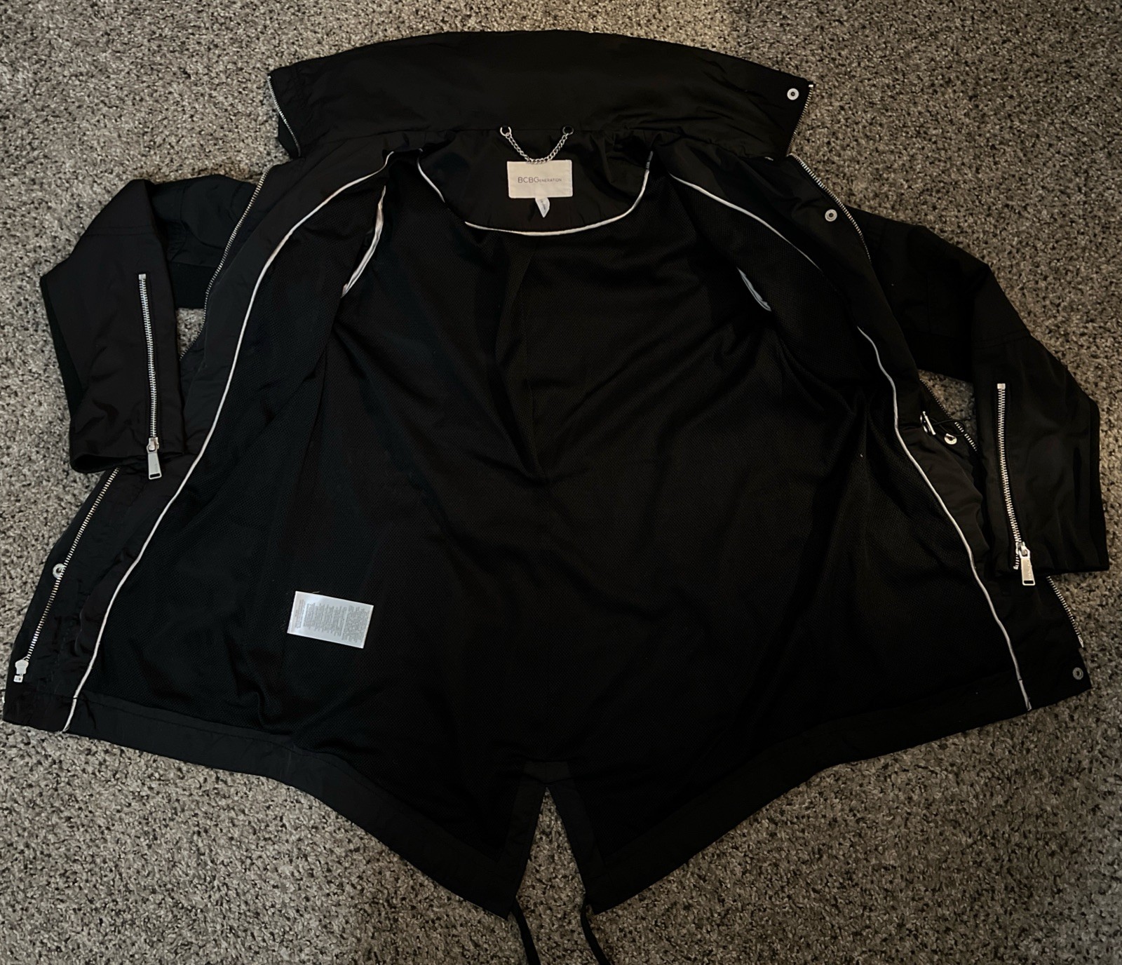 BCBGeneration Black Utility Rain Jacket Size XS - image 11