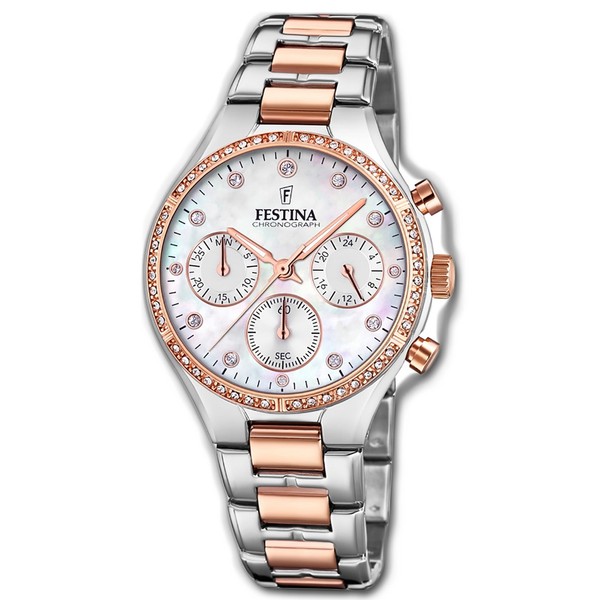 Festina Damen Uhr F20403/1 Edelstahl Armbanduhr Boyfriend Silber Rose UF20403/1-image
