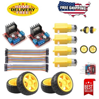 L298N Dual H-Bridge Motor Drive Controller with Smart Wheels, Ideal for Robotics