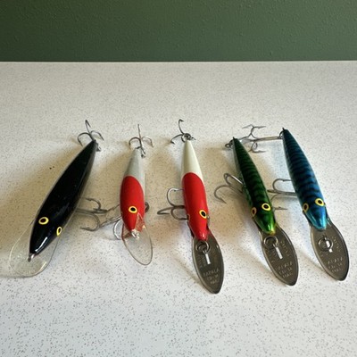 Vintage Rapala CountDown Magnum Sinking Wood Fishing Lures Lot of 5 Metal Lip 