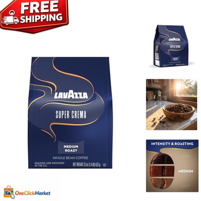 22 oz Super Crema Coffee - Medium Roast Arabica & Robusta Blend for Espresso