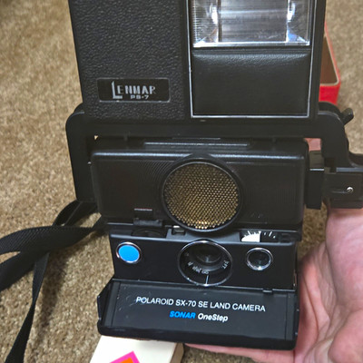 Polaroid SX-70 SE Land Camera Sonar Black w/ Manual w/flash w/timer W/case