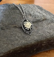 Ivory Cream Rose Cameo Necklace Victorian Vtg Pendant, Any Chain Length