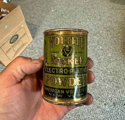 Voltite Nickel Electro-Plating Powder New York NY Early Sealed Tin Can 1920s Era