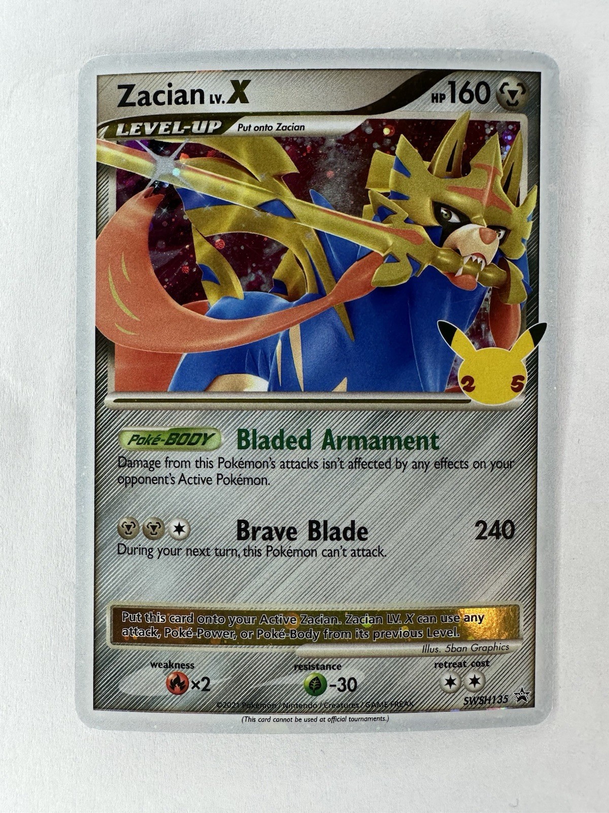 Zacian LV. X #SWSH135 Pokemon Celebrations Sword & Shield Promo