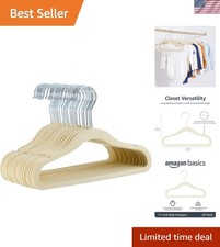 Kids Space Saving Velvet Non-Slip Clothes Hangers with Shoulder Notches, Stur...