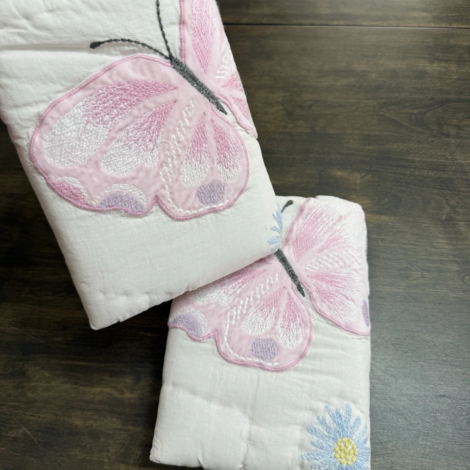 POTTERY BARN KIDS WILDFLOWER QUILTED SHAM SET OF (2) STANDARD ~ PINK MULTI - Image 3 of 4