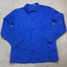 French Jacket Adult Large Blue VTG Work Wear Utility Chore Canvas Outdoor Men