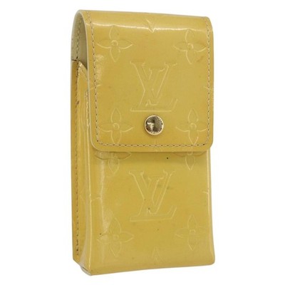 LOUIS VUITTON Monogram Vernis Green Case Lime Yellow M91052 LV Auth BA10299