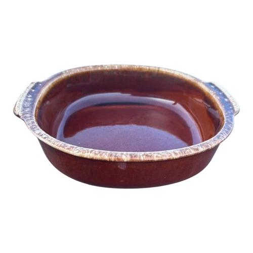 Vtg Hull Square Casserole Dish w/ Handles 9.5" Brown Drip Glaze Oven Proof USA