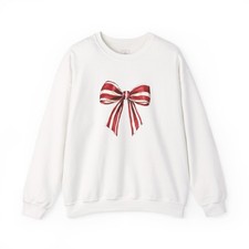 Festive Bow Crewneck Sweatshirt - Cozy Holiday Fashion, Christmas Gift, ... 