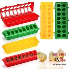 6 Pack Flip Top Poultry Feeder, Plastic Chicken Feeder Trough Multi-Hole