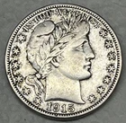 1915-D Barber Half Dollar. Cleaned