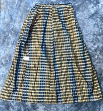 Antique Late 1800's Edwardian Plaid Silk Skirt Distressed Walking Skirt Wedding