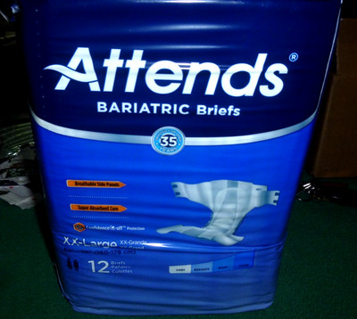 Attends Unisex Adult Bariatric Briefs-XXLarge-Heavy Absorbency-12 Count-New!!