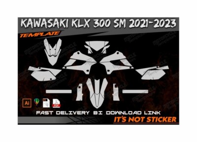 KAWASAKI KLX 300 300 SM 2021-2023 template vector 1/1 real scale EPS PDF CDR