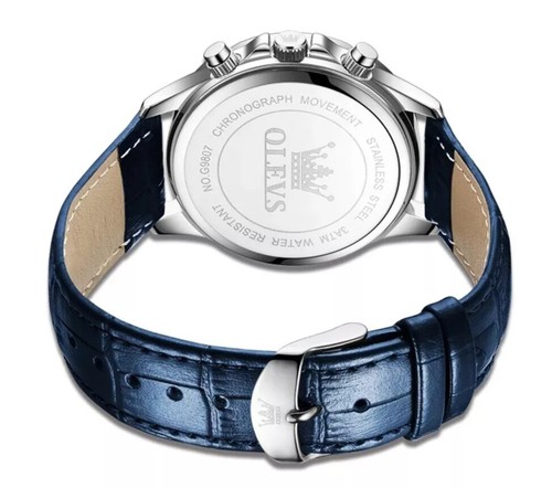Orologio Impermeabile Quarzo Luminoso OLEVS Lusso Business Data Uomo Cinturino Pelle - Foto 11 di 24