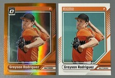 2- 2024 Donruss Grayson Rodriguez Optic Orange Prizm 039/199 & Base #62 Orioles