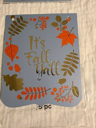 Craft Smart 5 pc banner 'It's Fall Yall' 4 cut out leaves, string, foil banner - Picture 6 of 6