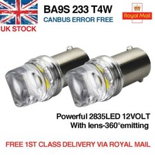 LED 12V Sidelight Bulbs Interior Light BA9S, GLB233, GLB989 White Classic Car x2