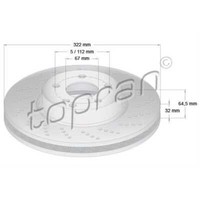 Topran 2X Bremsscheibe Vorne Ø322 Gelocht FüR Mercedes-Benz E-Klasse T-Model