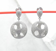 Prong Set CZ Cubic Zirconia Dangle Earrings Push Back Real 925 Sterling Silver