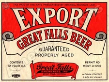 Great Falls Export Beer NEW Metal Sign: Great Falls, Montana