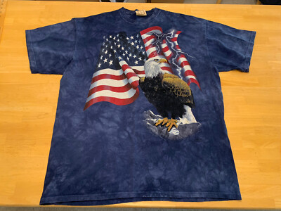 The Mountain Eagle Flag Lightning Graphic Shirt XXL 2XL USA July 4th
