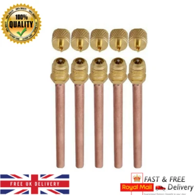 BAMEN 5 x SCHRAEDER ACCESS VALVE 1/4" TUBE REFRIGERATION PIPE COPPER FRIDGE TUBING