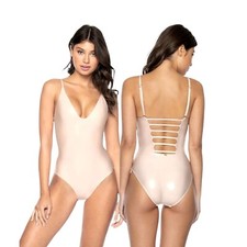 PQ - PilyQ 14B NWT Charlee One Piece Swimsuit in Nude Beige Iridiscent - Small
