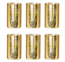 Gold Candle Holder Hurricane Candle Cylinder Vases for Centerpieces Set of 6