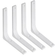 Wall Shelf Brackets White 6 x 5 Inch Iron Metal Shelf Brackets L Shaped Corne...