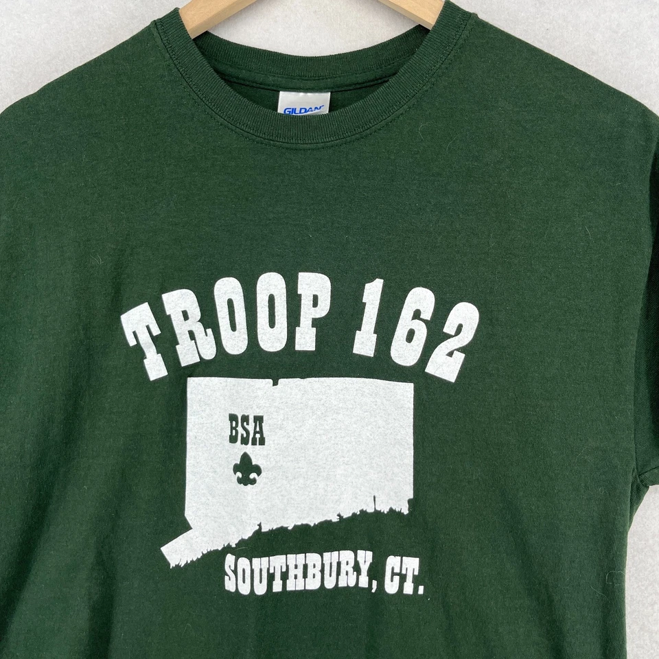 BOY SCOUTS BSA TROOP 162 Shirt Mens M SOUTHBURY CT Crewneck Cotton Green - Image 3 of 4