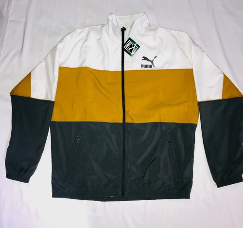 NWT Puma Retro Woven Track Jacket Nylon Glanz Gray White Gold Mens XL - Picture 5 of 10