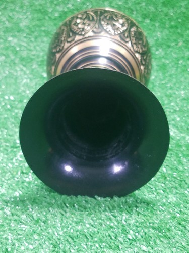 Florero De Bronce 9" Painted Bronze Vase Etched Black and Brass. Made in India - Picture 3 of 10