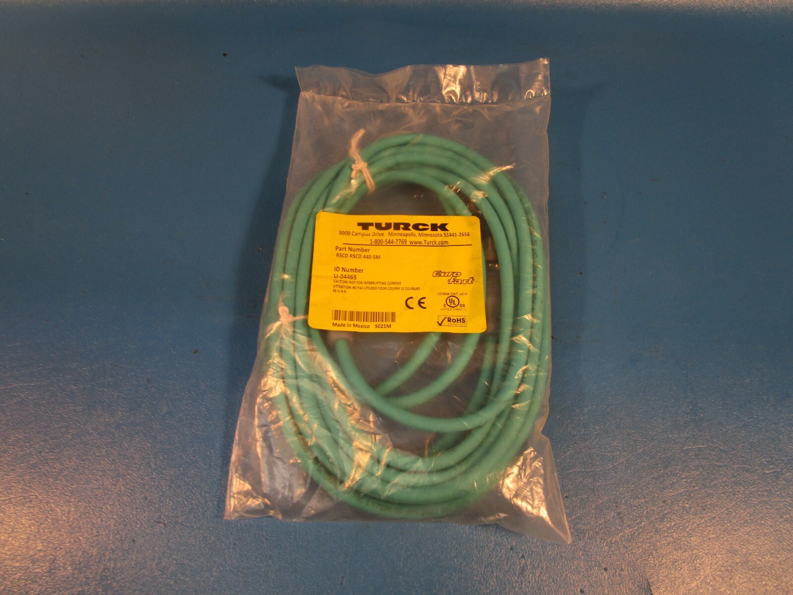 TURCK RSCD RSCD 440-5M, U-04465 Double Ended In-Series, Cordset, M12 Male