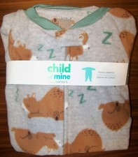 Carter's Child of Mine Sleeping Bear One Piece Footed Pajama Boys Size 5T NWT