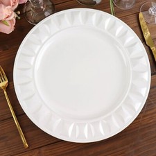 WHITE 6 Round 13" Plastic CHARGER PLATES Bejeweled Rim Design Party Decorations