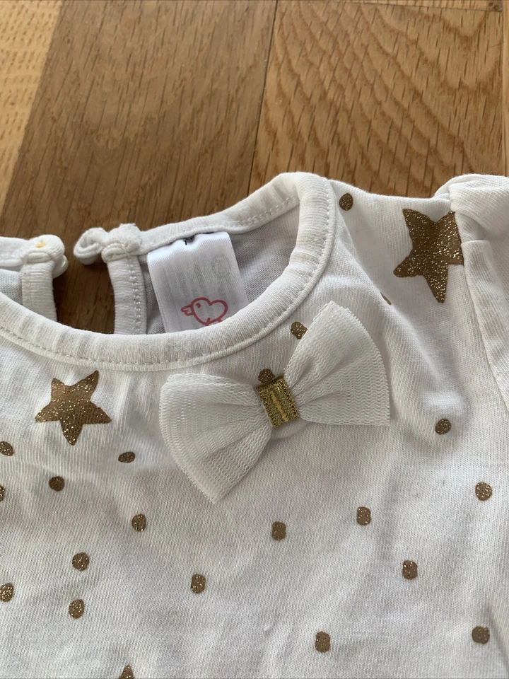 Set Shirt Hose Weihnachten Sterne 68 C&a Weiß Blau - Bild 3 von 4