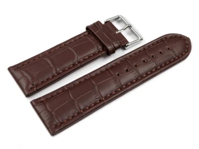WATCHBAND BERLIN Bracelet de montre cuir de veau grain croco marron foncé 26mm 28mm NEUF