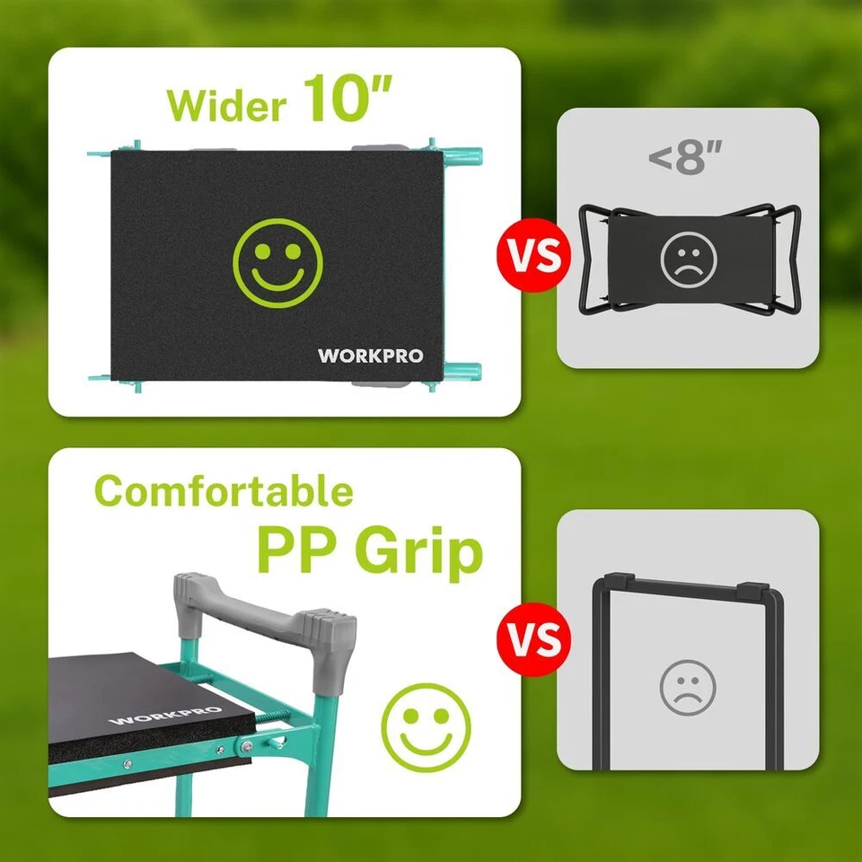 WORKPRO Plegable Jardín Arrodillador y Asiento Taburete NBR&EVA Almohadilla de Espuma 2 Bolsa de Herramientas Bolsa Foto 4 de 4
