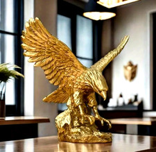 Golden Eagle Resin Ornaments Statue Tabletop Garden Office Home Decor Art Gift