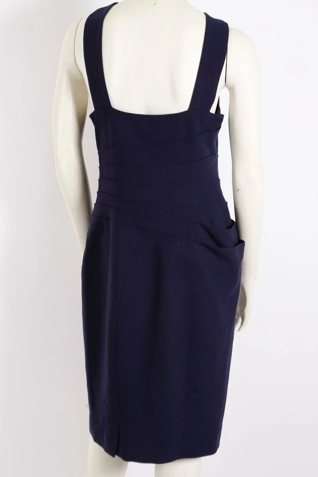GIANNI VERSACE Wool Navy Blue Sleeveless Bodycon Tight Dress Size 44  $1899 - Image 2 of 4