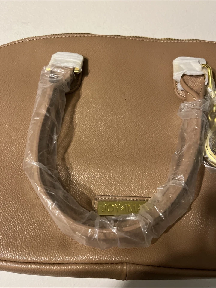 Bolso de Mano Joy & Iman Grande Bronceado Cuero Genuino Cúpula Cartera con Reloj de Bolsillo Foto 3 de 4